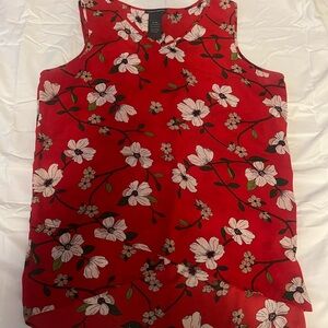 Floral Red Sleeveless Top